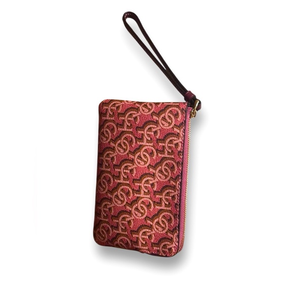 Coach Women’s Small Corner Zip Wristlet with Coach Monogram Print | Rouge - Picture 4 of 16